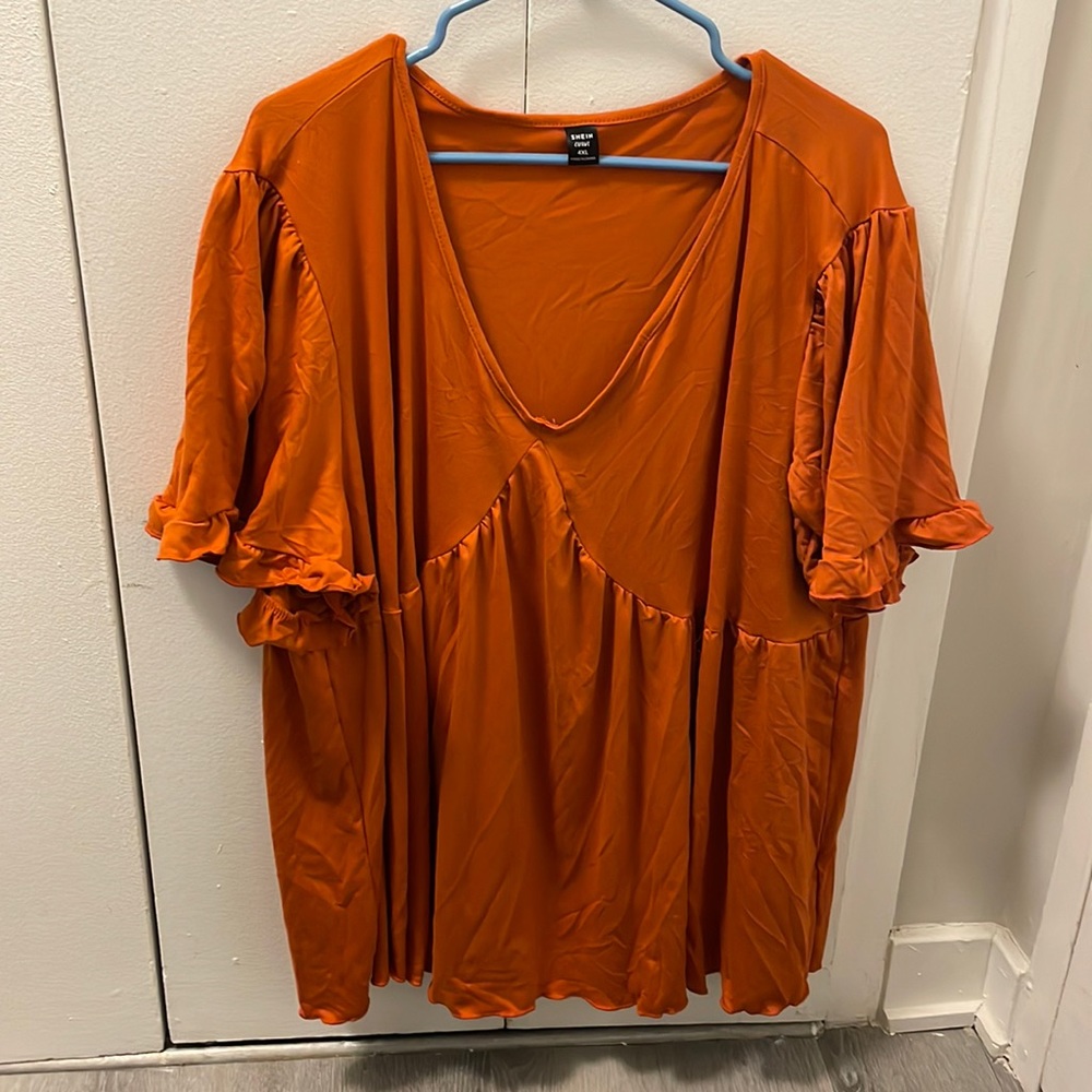 Women’s 4X Shein Curve Loose Fitting Orange Blouse